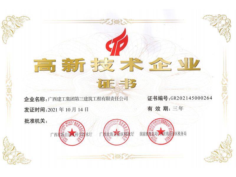 2021年高新技术企业证书